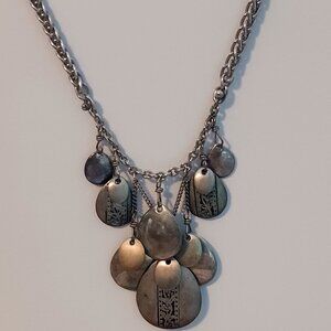 Women's Tear drop Necklace Silver in colour Daggly Bohemian Steam Punk Metalcore